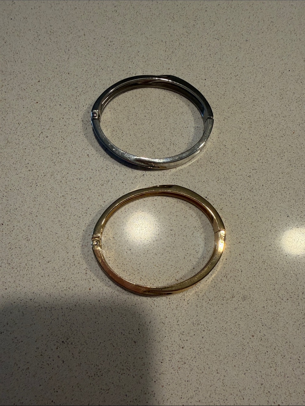 Lane Bryant Gold and Silver Hinged Bangle Bracelets